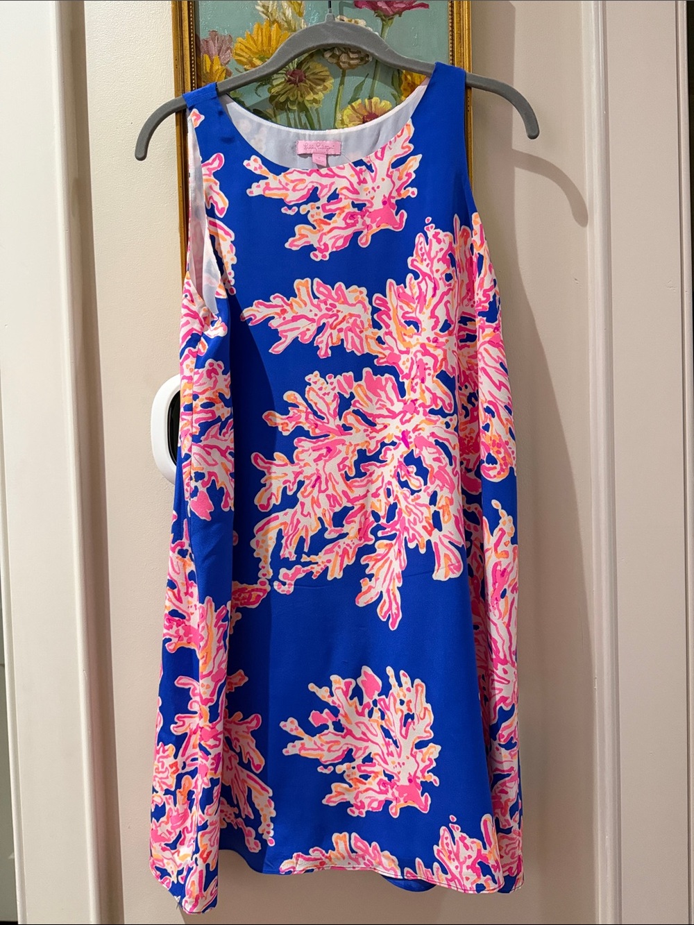 Lilly Pulitzer Royal Blue Sleeveless Mini Dress with Pink Coral Print